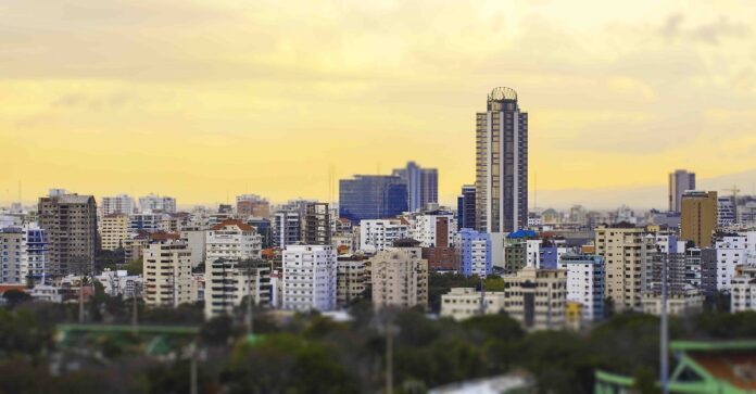 Sunset cityscape of Santo Domingo, Dominican Republic