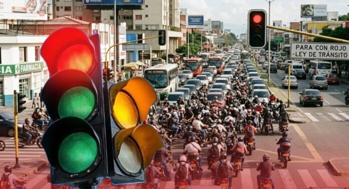 motoristas semaforo en rojo